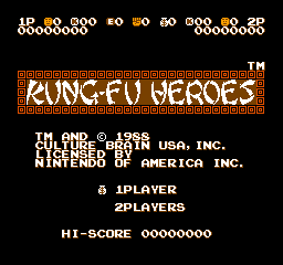 Kung-Fu Heroes (USA) Title Screen
